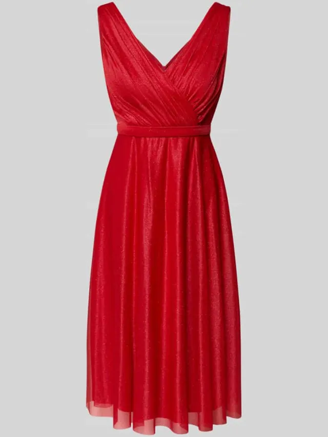 TROYDEN COLLECTION Jurk met glitter-mesh rood, foto 2