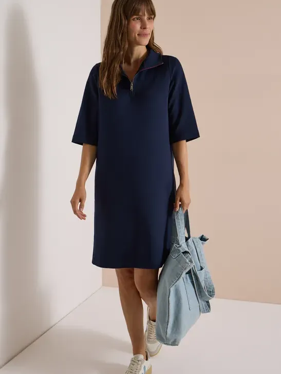 cecil Knie-lange jurk met opstaande kraag en ritssluiting blauw, foto 2