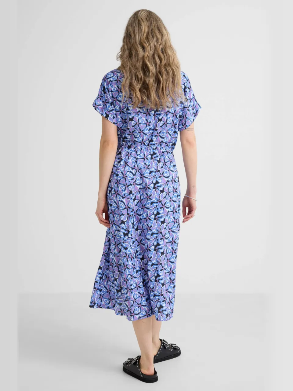 Anytime midi jurk met bloemenprint blauw, foto 3