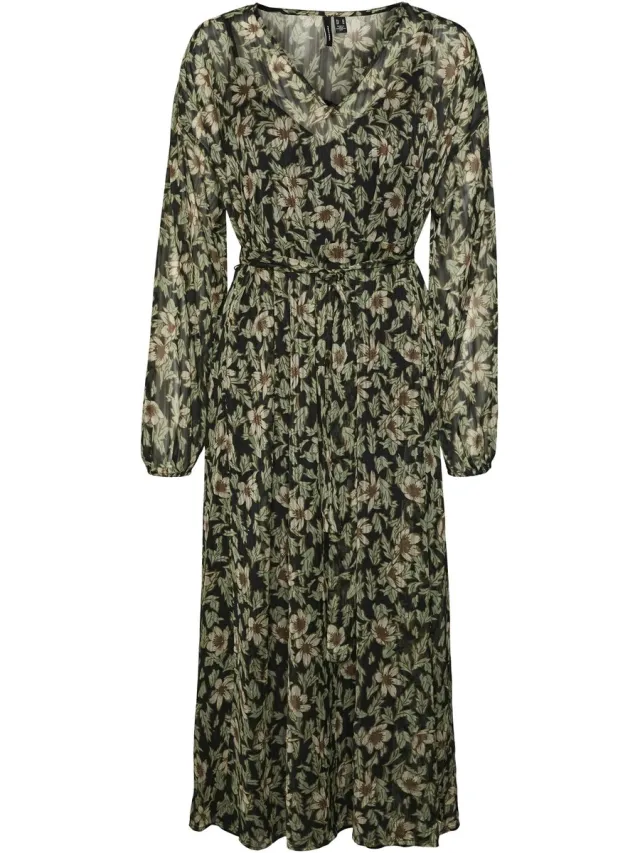 Vero Moda VMLIA L/S 7/8 DRESS WVN BTQ Dames Jurk Black