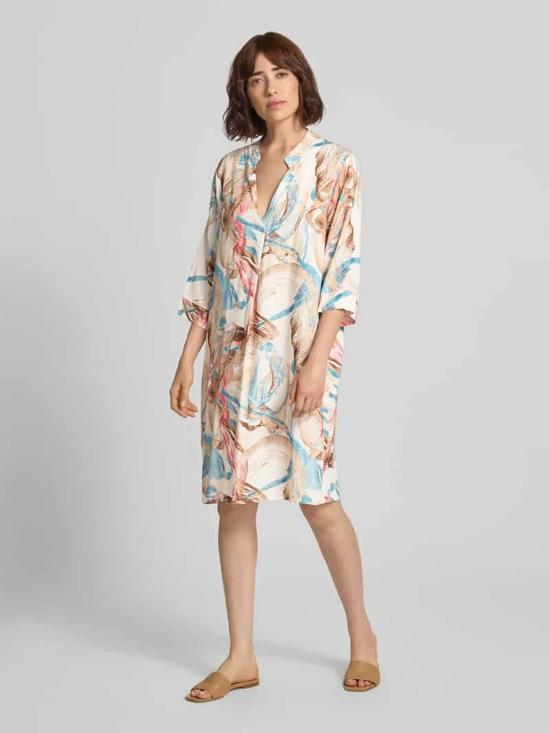 Zabaione Tunika-jurk van viscose met V-hals model 'Ge44rdaa' blauw, foto 4