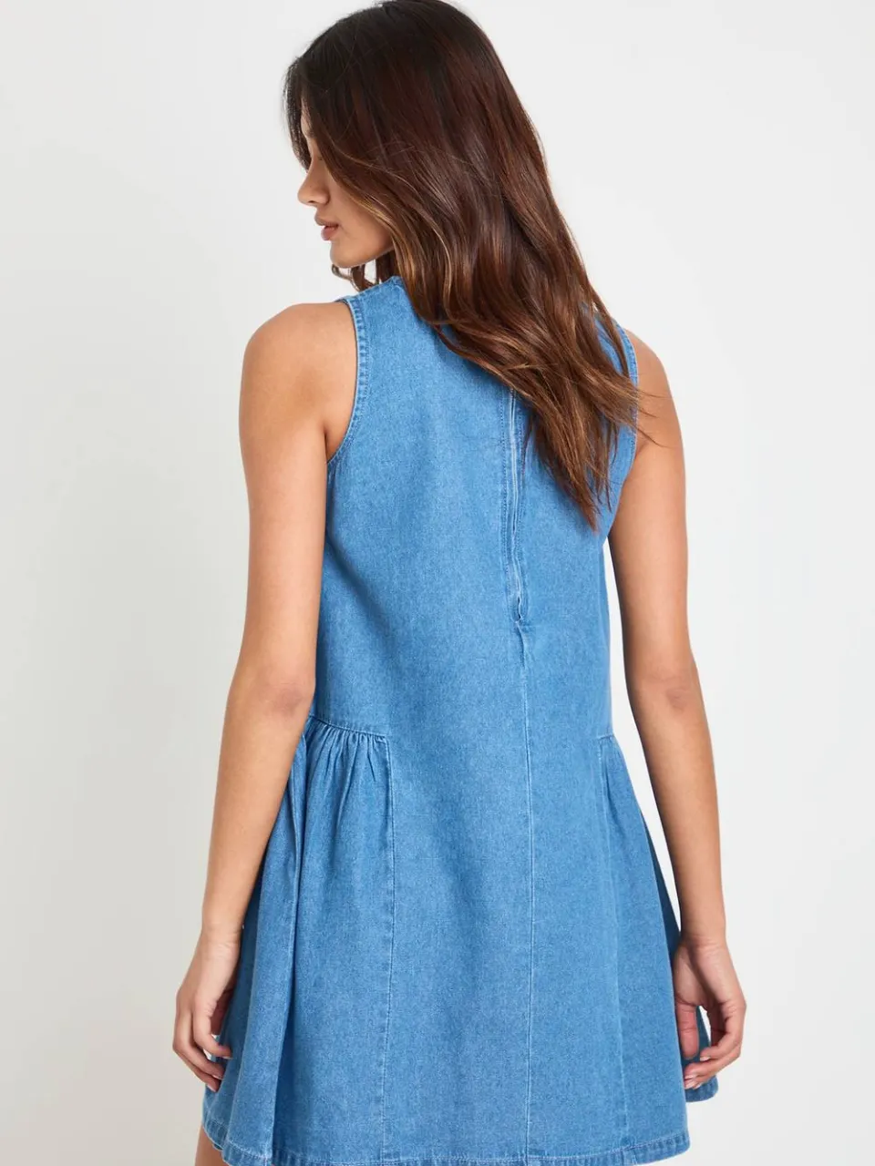 boohoo Dames Chambray Smock Jurk medium gebleekt, foto 2