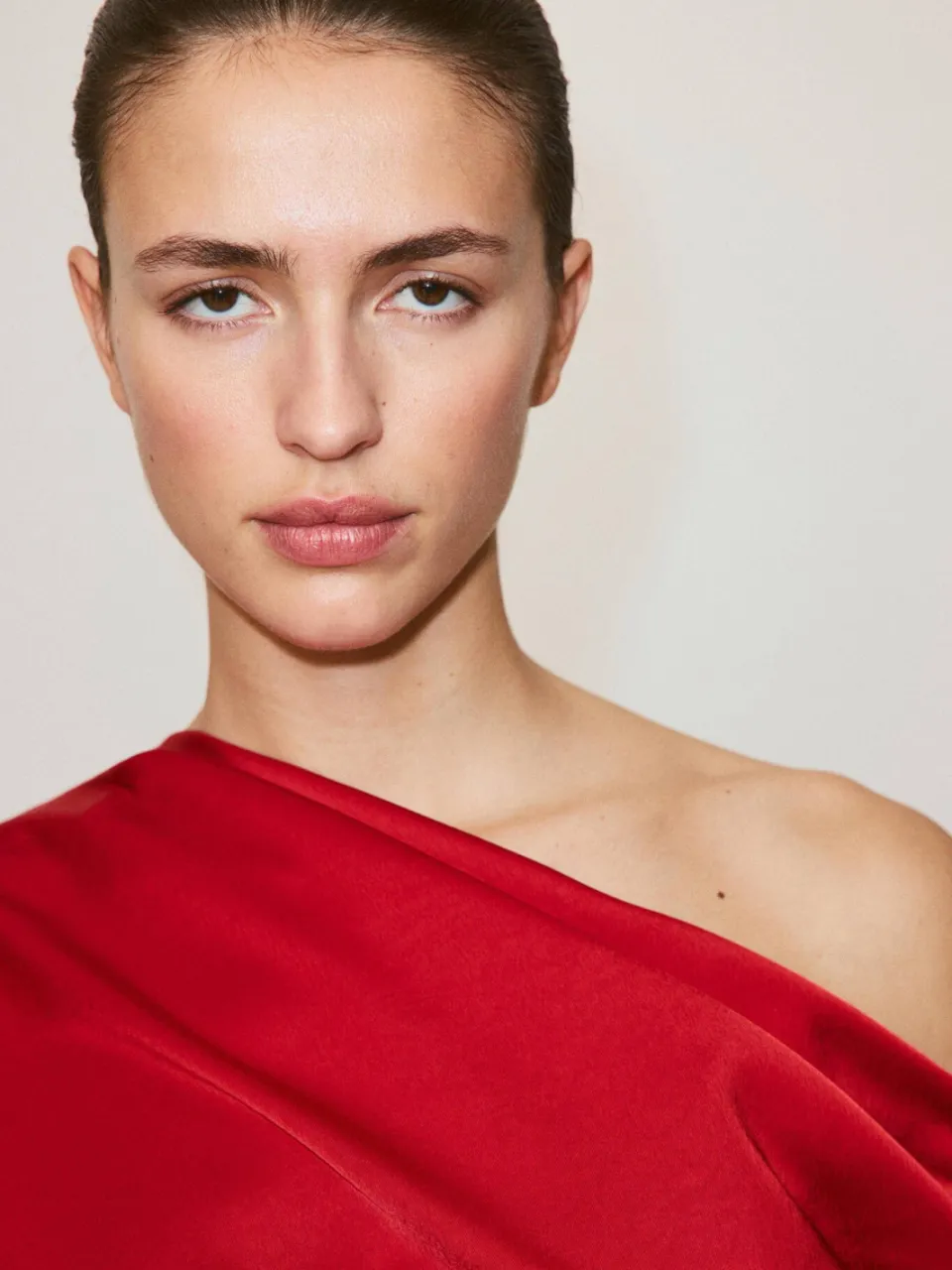 Mango one shoulder midi jurk - rood, foto 6