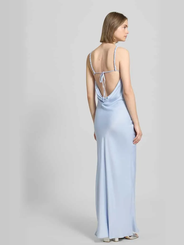 LeGer Maxi-jurk met cascadehals, model 'Antonie' lichtblauw, foto 3