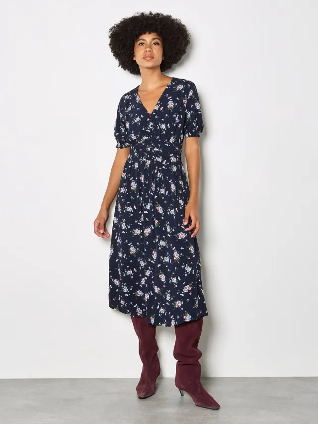 Apricot Midi-jurk met bloemenprint Marine