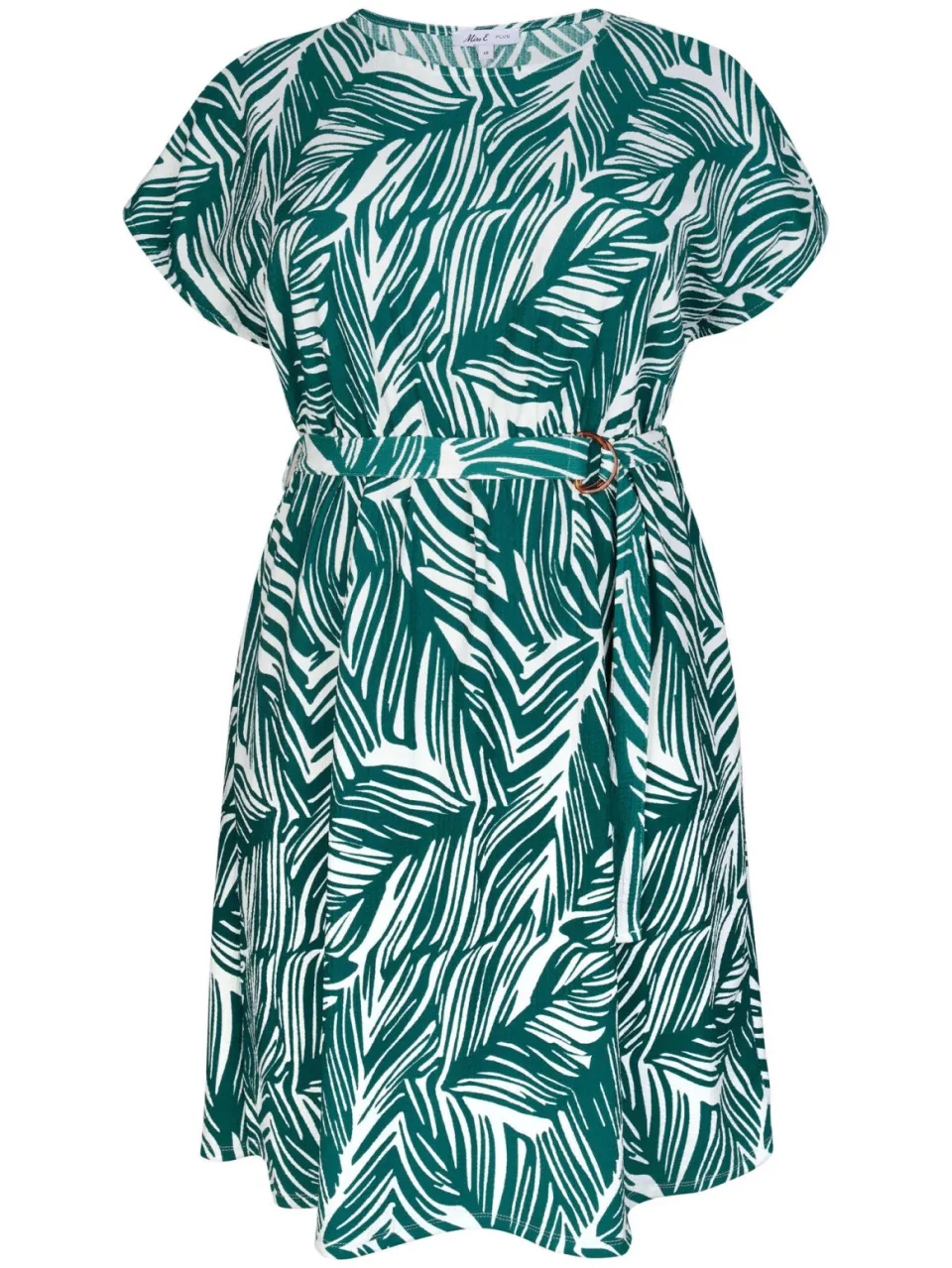 Miss Etam Plus zomerjurk met ceintuur en print - groen, foto 2