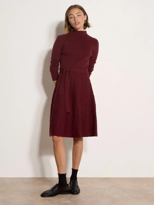 Apricot Mini-jurk met hoge kraag Burgundy