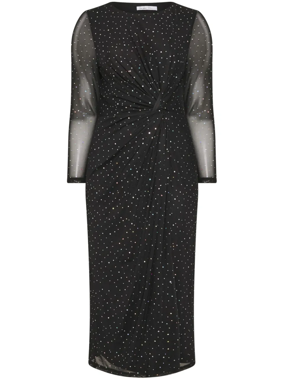Yours London Zwarte Metallic Mesh Jurk Met Knoop Aan De Voorkant, foto 4