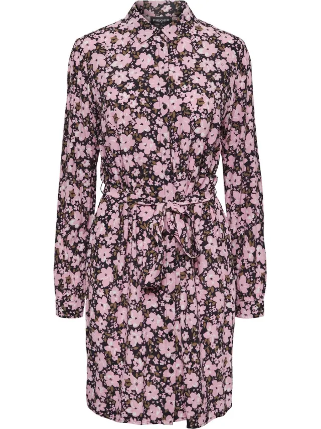 Pieces PCATHENA LS SHIRT DRESS QX BC Dames Jurk Begonia Pink