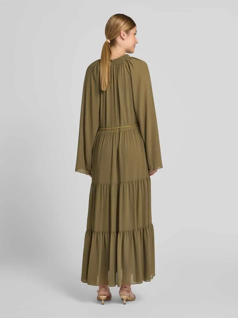 MICHAEL Michael Kors maxi-jurk in laagjeslook met riem olijfgroen, foto 3