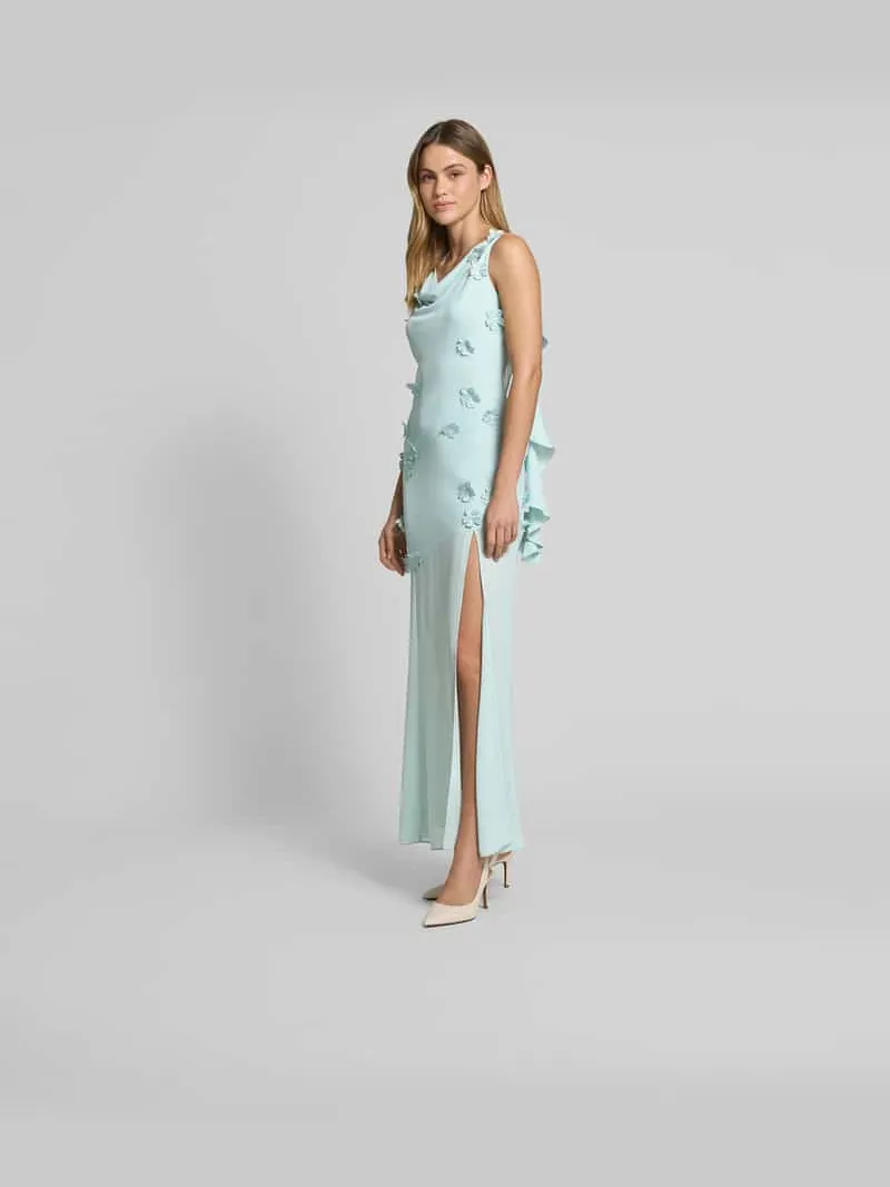 Rotate Maxi-jurk met geborduurde bloemen lichtblauw, foto 4