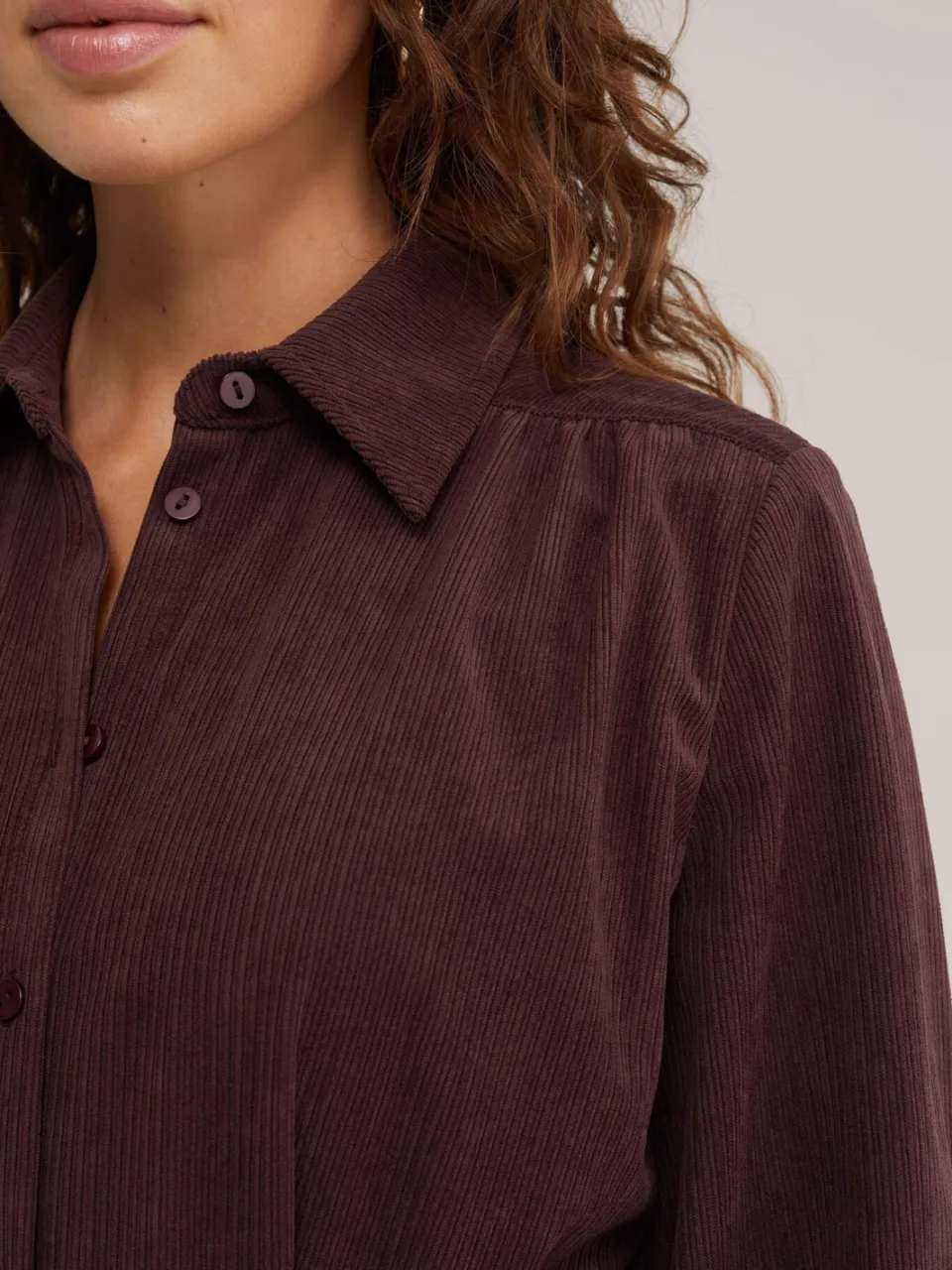 WE Fashion corduroy midi blousejurk met ceintuur - donkerrood, foto 5