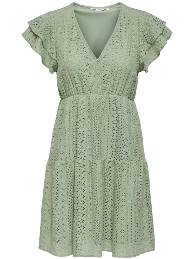 Only ONLHELENA LACE CAPSL DRESS WVN NOOS - Dames - Mini jurken Jadeite