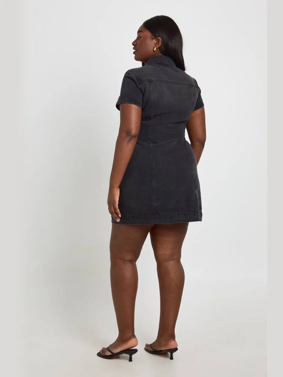 boohoo Dames Plus Western Denim Korte Mouw Mini Jurk, foto 2