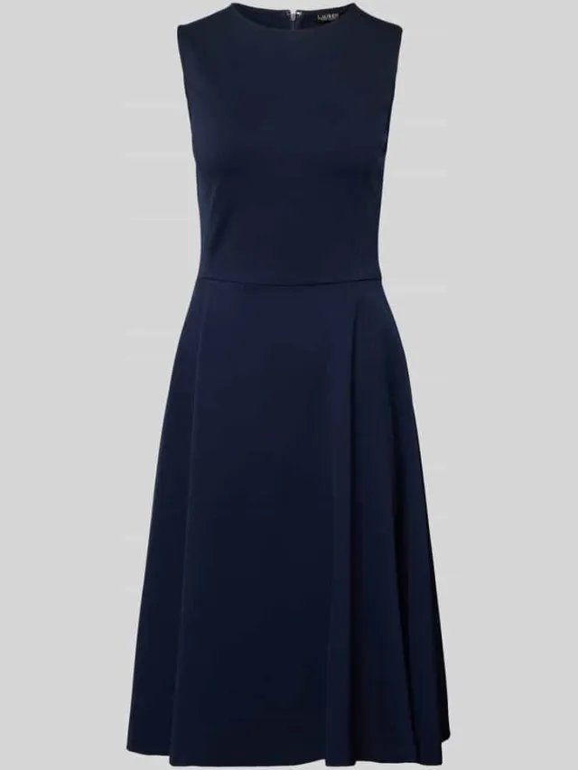 Lauren Ralph Lauren Knie-lange jurk van viscosemix met riem Model 'CHARLEY' marineblauw, foto 2