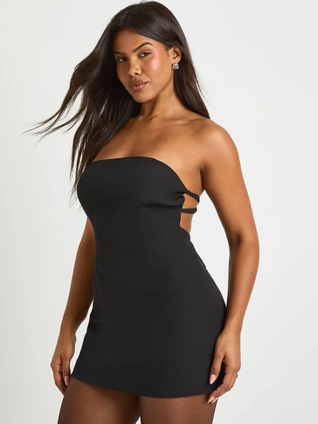 boohoo Dames Bandeau A-lijn Mini Jurk Zwart