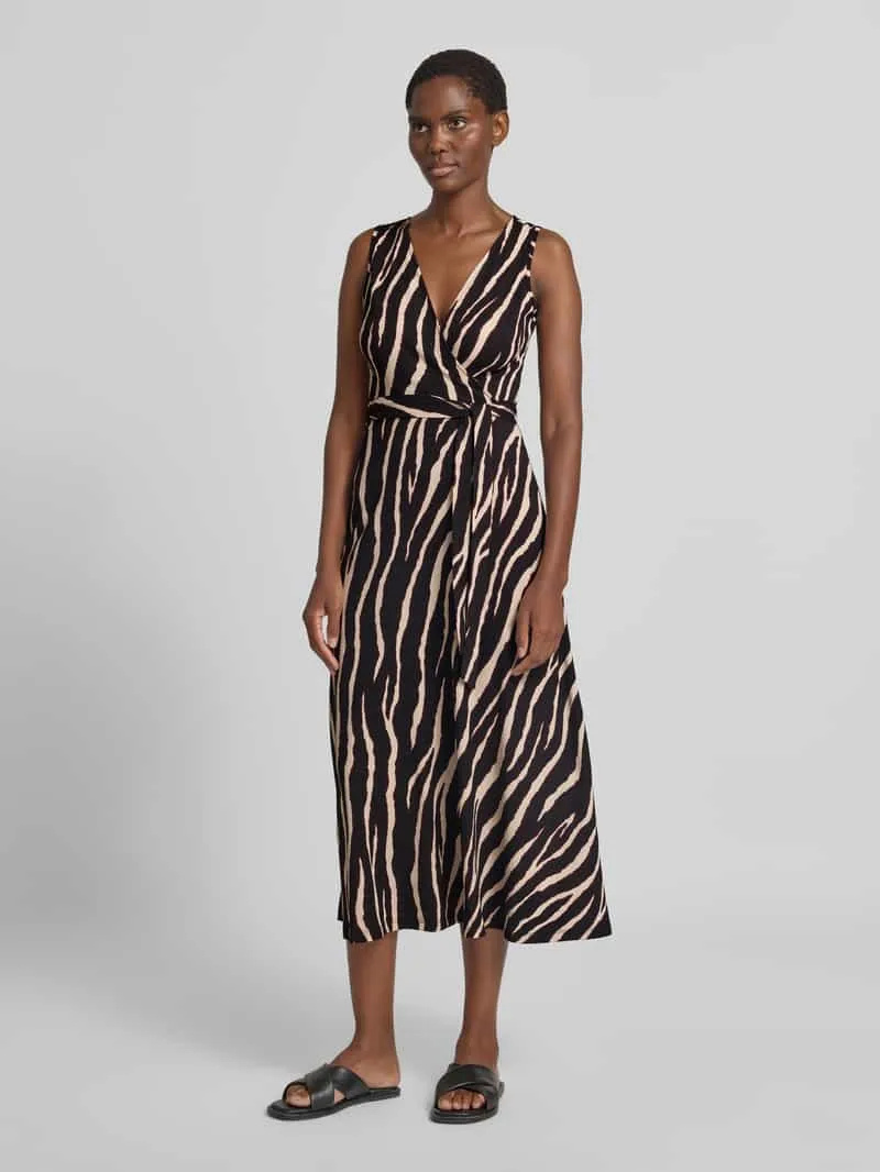 Zero midi-jurk met all-over dierenprint Zwart