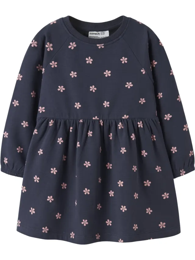 NAME IT MINI - NMFVOLTA LS SWE DRESS BRU Meisjes Jurk navy blazer