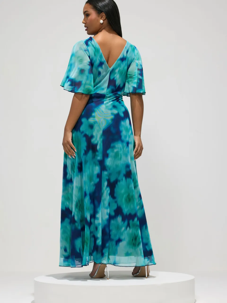 Yours London Mintgroene Mesh Jurk Met Wazige Abstracte Print, foto 4