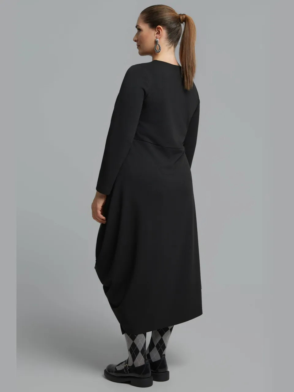 Mat Fashion Plus Size asymmetrische maxi jurk - zwart, foto 3