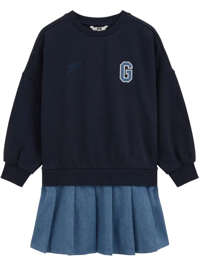 WE Fashion Meisjes oversized jurk Dark blue