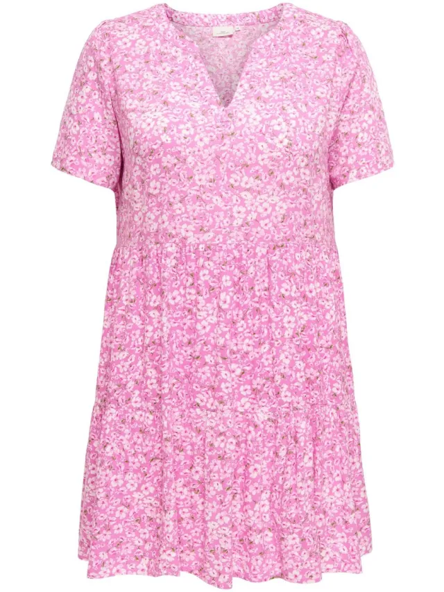 Only CARMAKOMA - CARZALLY S/S THEA TUNIC DRESS NOOS - Dames - Mini jurken Fuchsia Pink