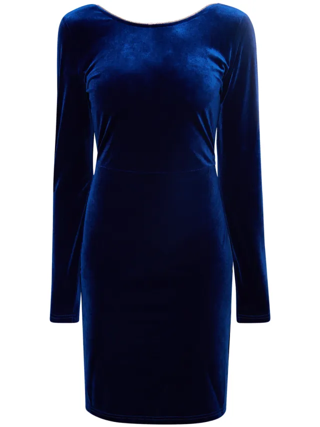 Faina Fluwelen jurkje met strass steentjes Dames blauw, foto 2