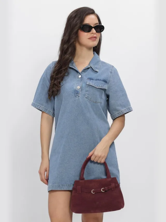 Edited Dames Jurken Asta Denim Dress - Lichtblauw