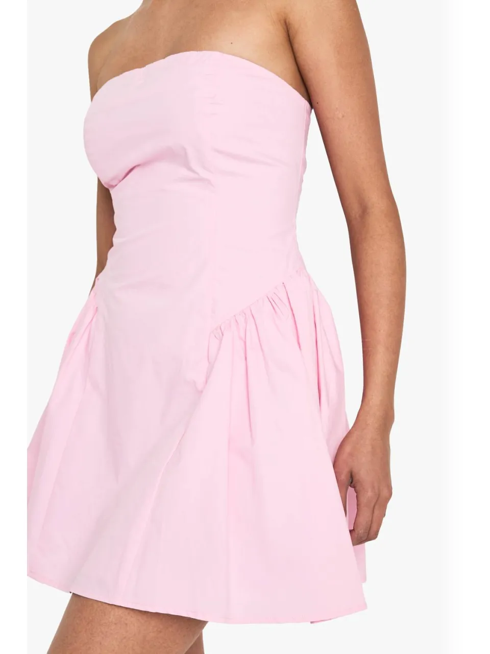 boohoo Dames Bandeau Poplin Mini Skater Jurk baby roze, foto 3