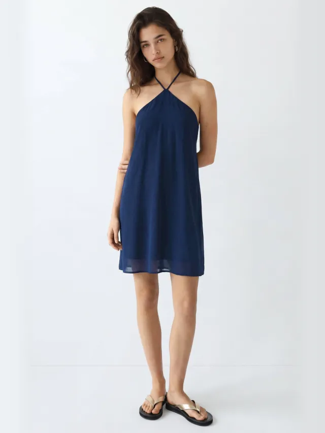 Mango halterjurk donkerblauw