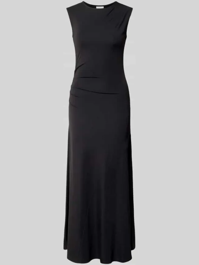Jake*s Collection midi-jurk van viscosemix met draperieën zwart, foto 2