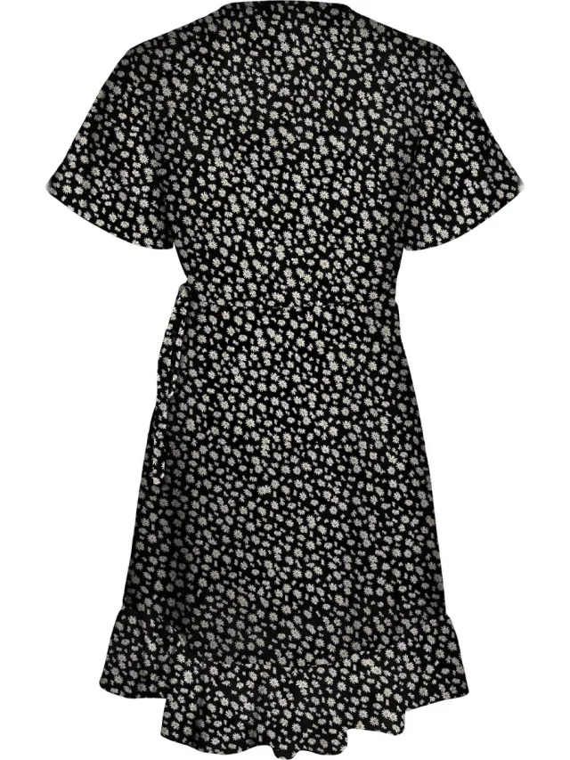 Only Jurk Onlcody S/s Wrap Dress Cs Ptm 15270313 Black/love Daisy Dames Maat Zwart
