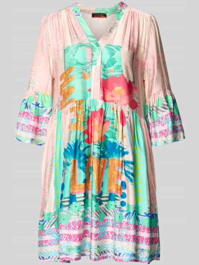 miss goodlife relaxed fit mini-jurk van pure viscose model 'Love' roze, foto 2