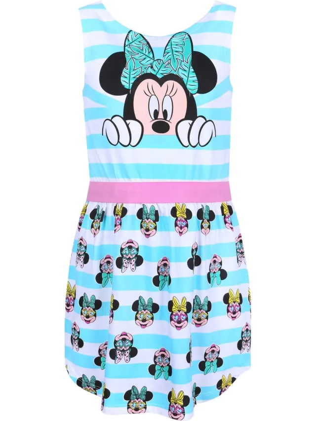 Disney Turquoise en wit gestreepte Minnie Mouse jurk DISNEY