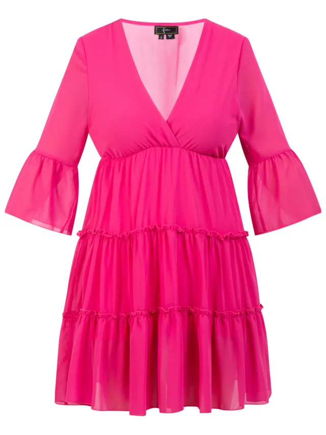 Faina mini-jurk met ruches roze, foto 2