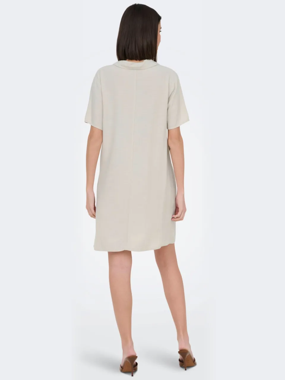 JDY linnen midi jurk beige, foto 3