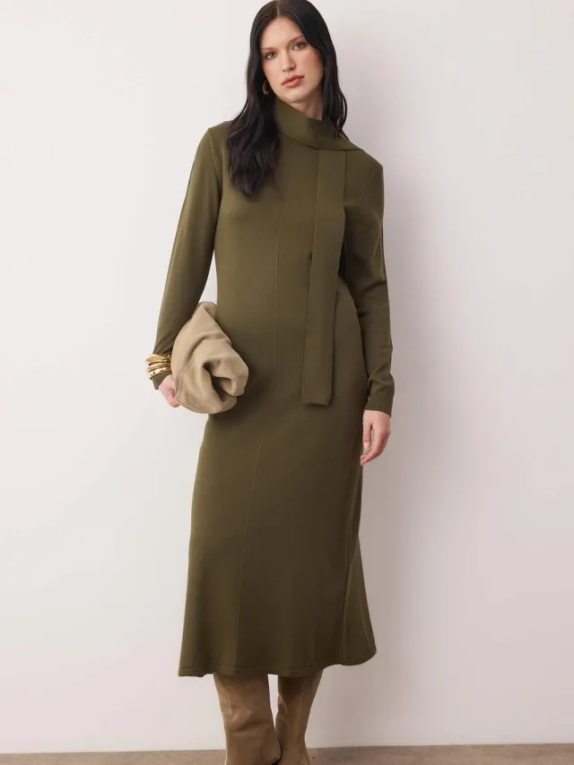 Trendyol Modest Dames Kaki Effen Maxi Lang Casual A-lijn Modest Jurken