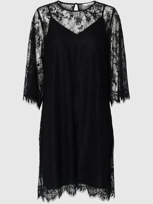 Selected maxi-jurk Kant Black1