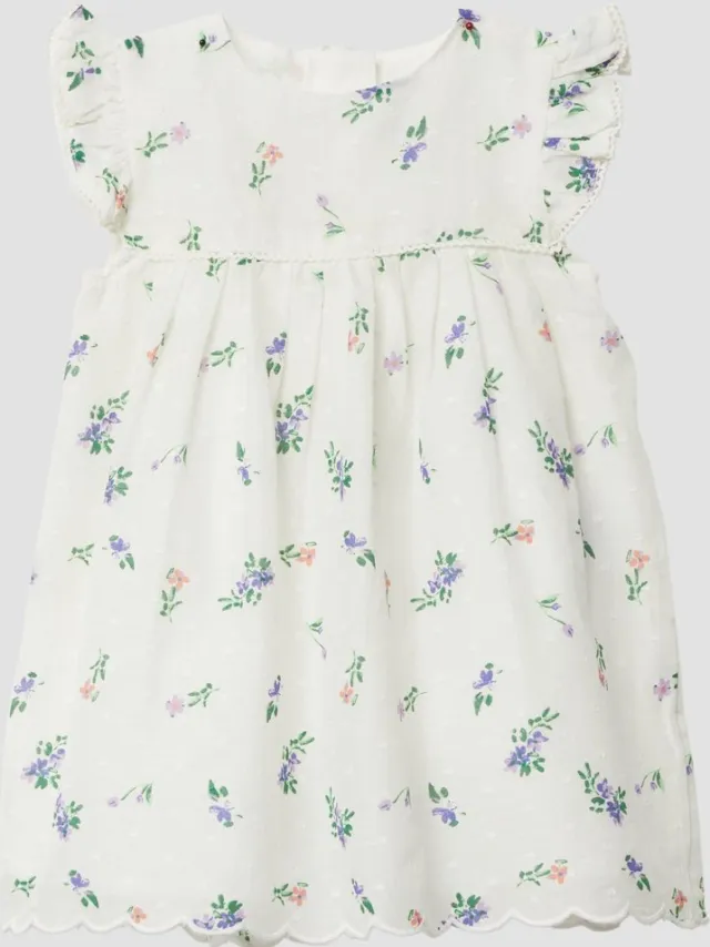S.Oliver others - Korte jurk met all-over print en decoratieve randen crème