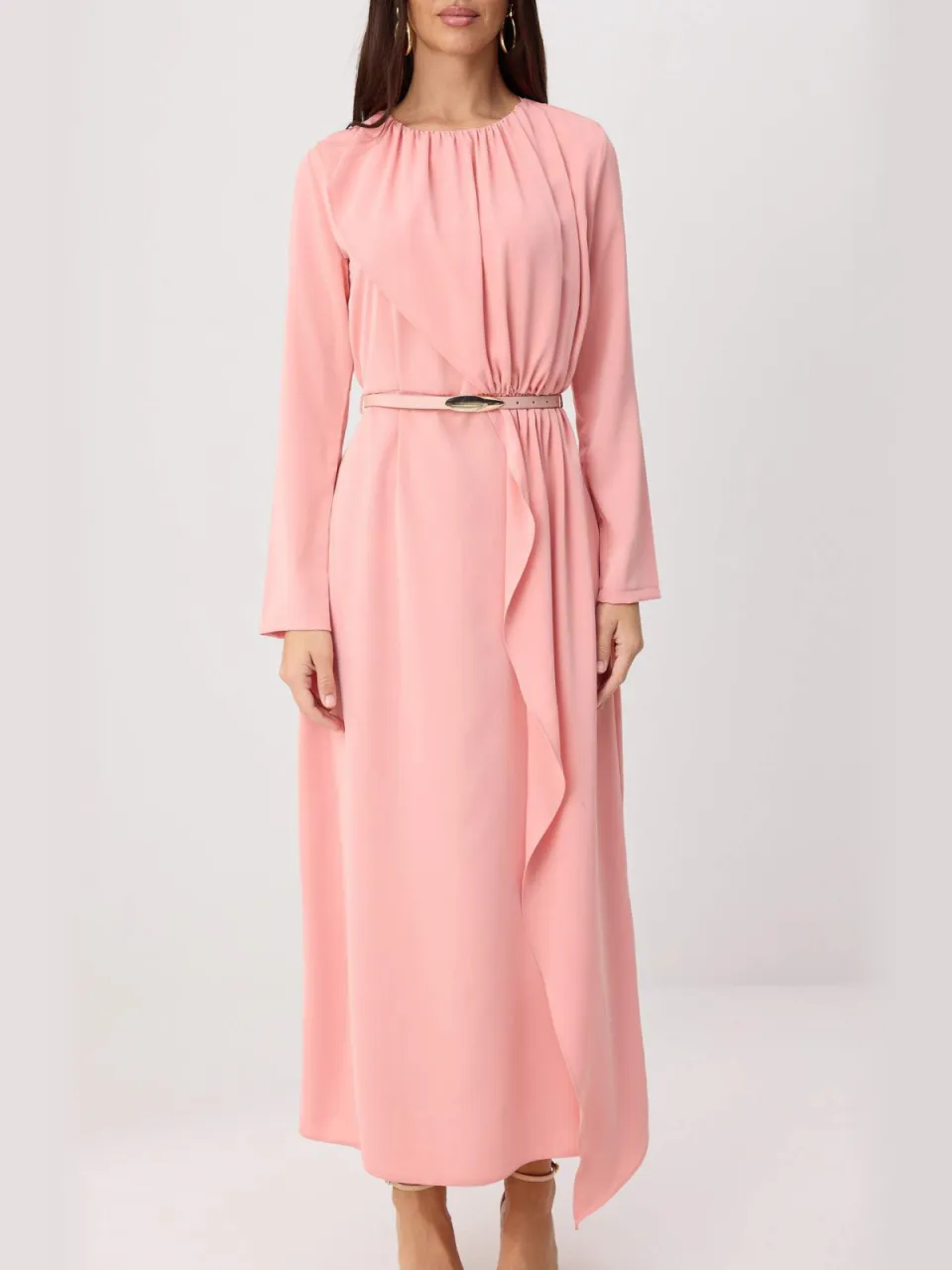 Trendyol Modest Dames Roze Effen Maxi Lang Recht Modest Jurken, foto 2