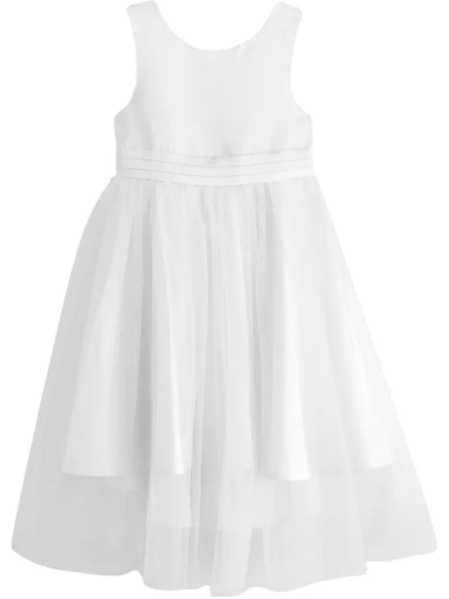 Next Meisjes - Bloemenmeisjesjurk met strik - Wit White