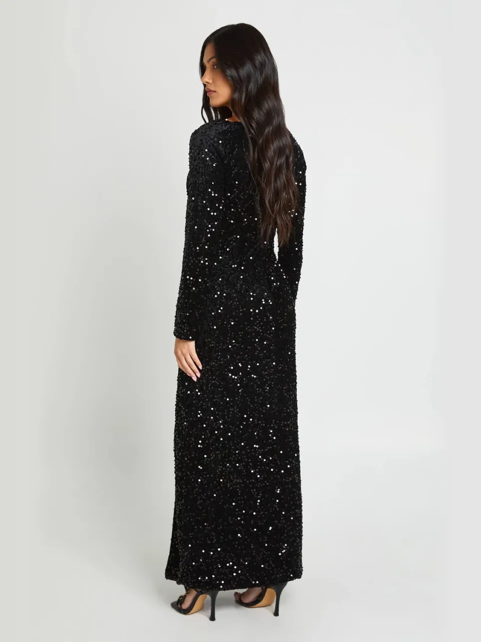 boohoo Dames Zwangerschaps Maxi Jurk Met Vierkante Hals En Lange Mouwen zwart, foto 3