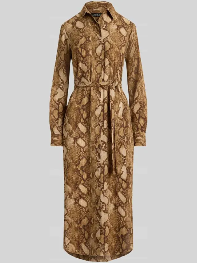 Lauren Ralph Lauren Nauwsluitende blousejurk met slangenprint camel, foto 2