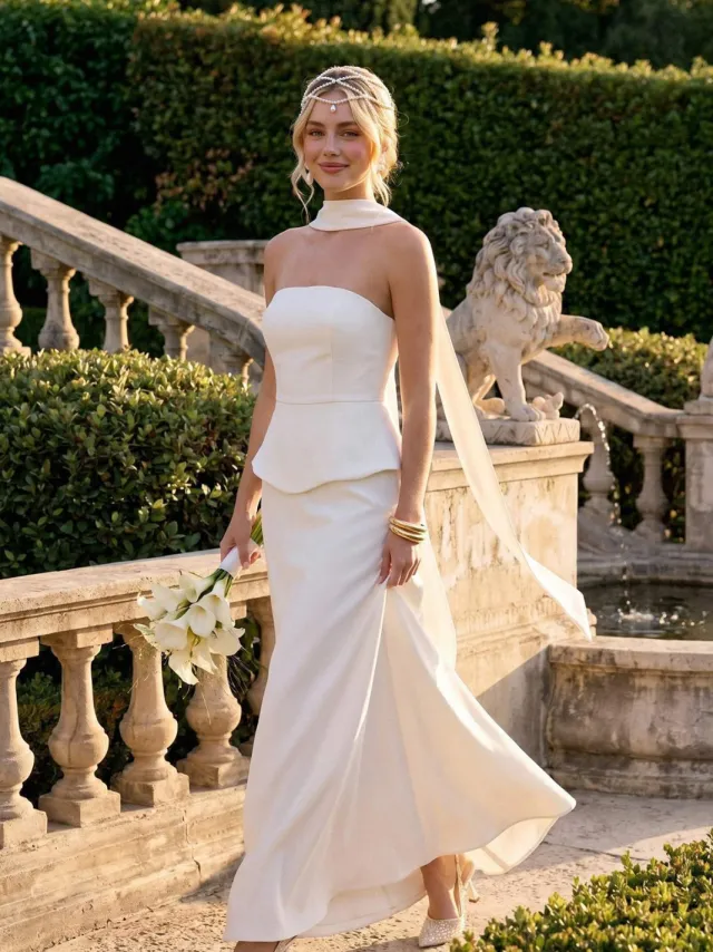 Trendyol TRENDYOLMİLLA Dames Wit Effen Maxi Mouwloos Zeemeermin Avond & Gala Jurk
