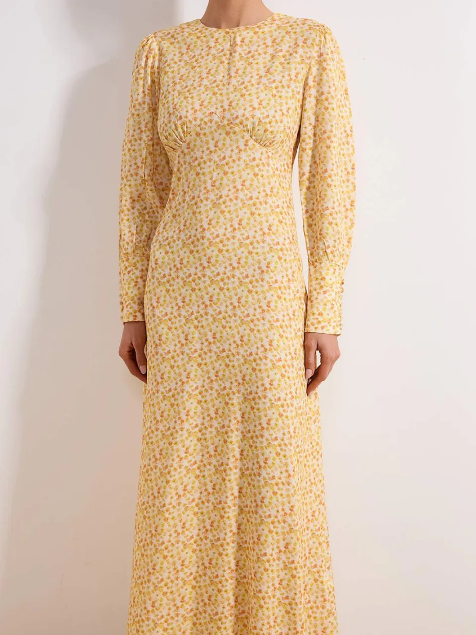 Turkishsouq Lange maxi-jurk met bloemenprint voor dames, casual/dagelijks, A-lijn model, geschikt voor hijab. geel, foto 2