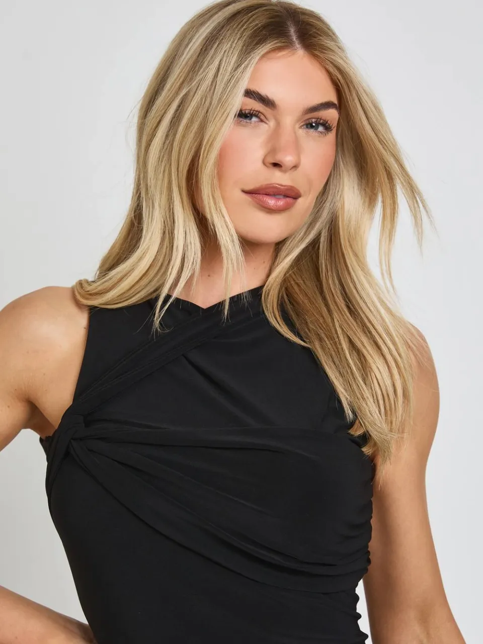 boohoo Dames Nauwsluitende Racerback Bodycon Jurk Met Gedraaid Detail zwart, foto 3