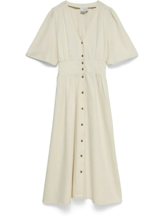 Vero Moda VMMELANEY BLK 2/4 V-NECK DENIM DRESS - Dames - Mini jurken
