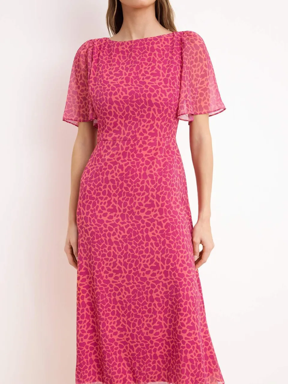 Trendyol TRENDYOLMİLLA Dames Roze Dierenprint Midi Kort Avond / Dagelijks A-lijn Jurken, foto 2