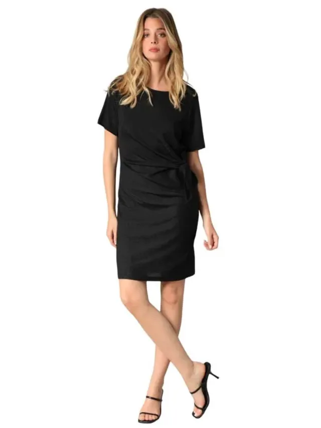 Deeluxe Shinyse Korte Mouwen Korte Jurk Zwart M Vrouw Black
