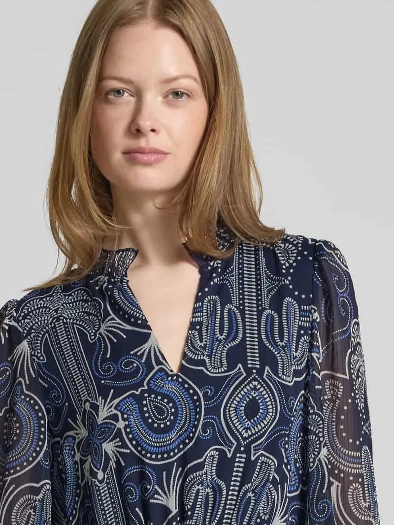 Oui Maxi-jurk met druppelvormige hals donkerblauw, foto 2